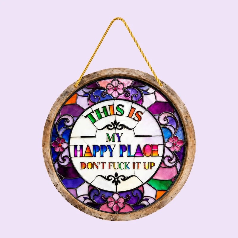 🔥LAST DAY 50% OFF -🌈Stained Glass Happy Place Hanging Decor
