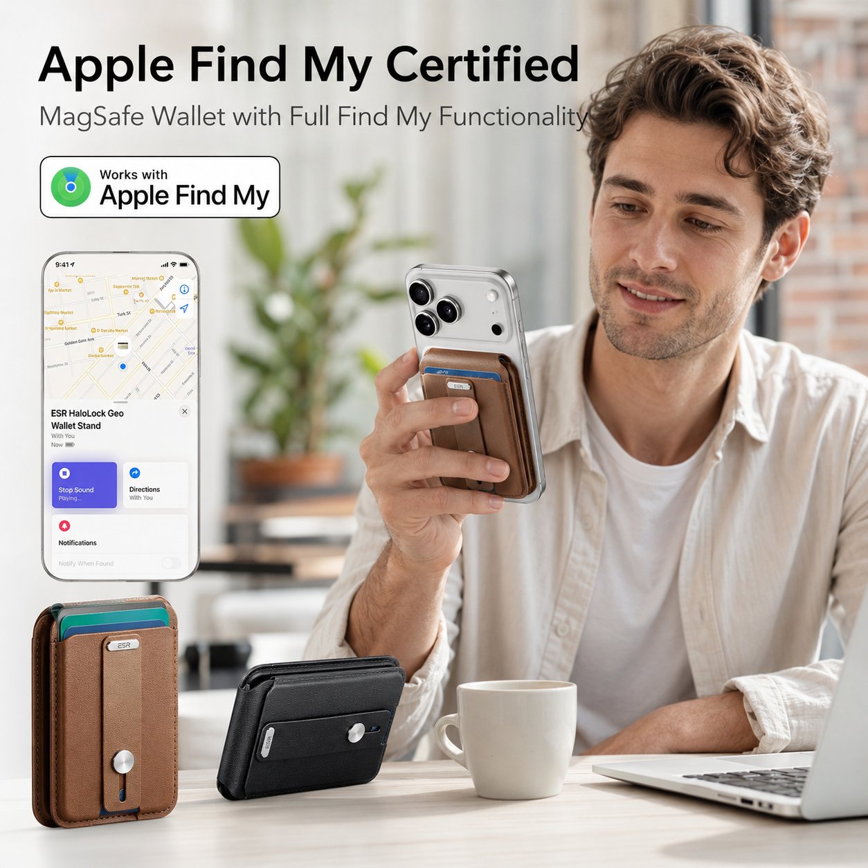 Smart Magnetic Phone Wallet with Stand & Location Tracking