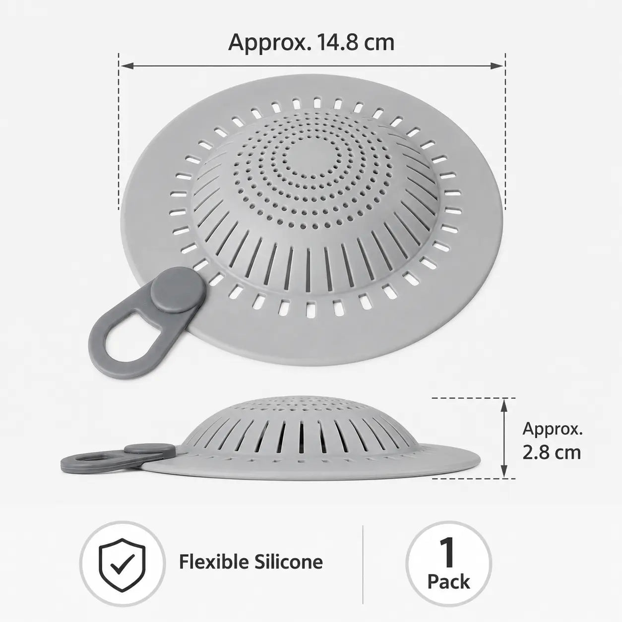 Silicone Hair Catcher Drain Cover – Flexible Shower & Sink Strainer