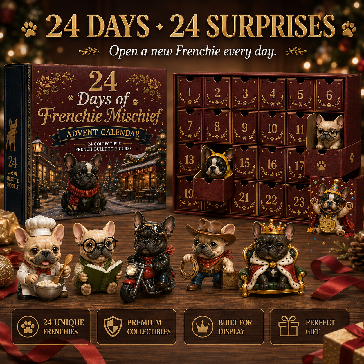 ⏰Christmas Early Bird 50% OFF-🎄🐶 2026 French Bulldog Advent Calendar – 24 Days of Frenchie Mischief
