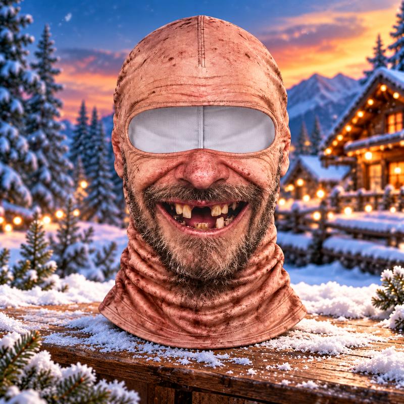 🤣 Funny Realistic Face Balaclava | Hilarious Ski & Snowboard Resort Party Mask, Winter Slopes Group Gear