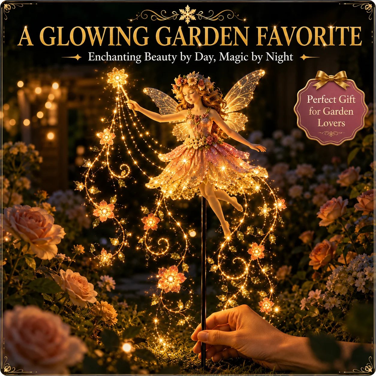 🔥✨ Enchanted Flower Fairy Solar Garden Light – Magical Glowing Outdoor Christmas Yard Decor 🧚🌸