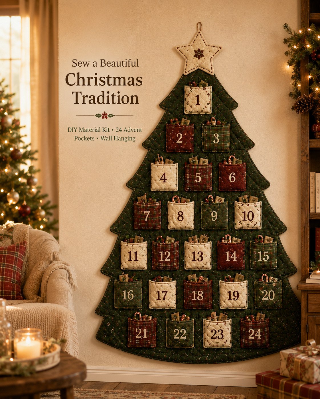 🔥HOT SALE 49% OFF - 🎄✨DIY 24-Pocket Fabric Christmas Advent Tree Kit(📦 Buy 2 Free Shipping)
