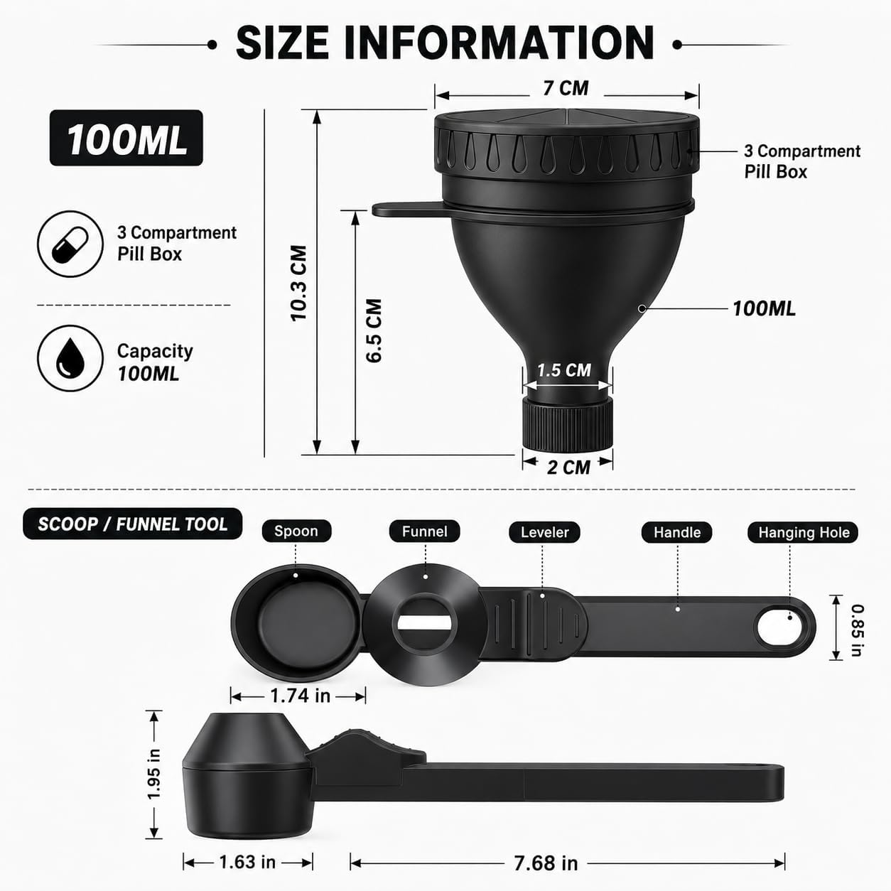 💪Gym Essential｜Portable Protein Powder Dispenser Funnel with Carabiner🥤