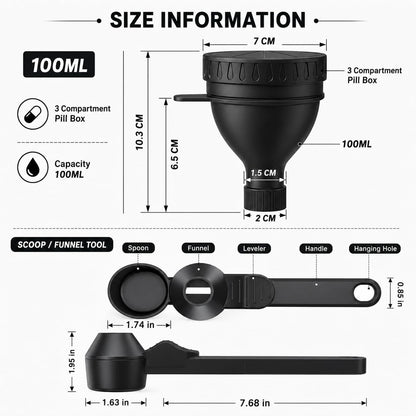 💪Gym Essential｜Portable Protein Powder Dispenser Funnel with Carabiner🥤