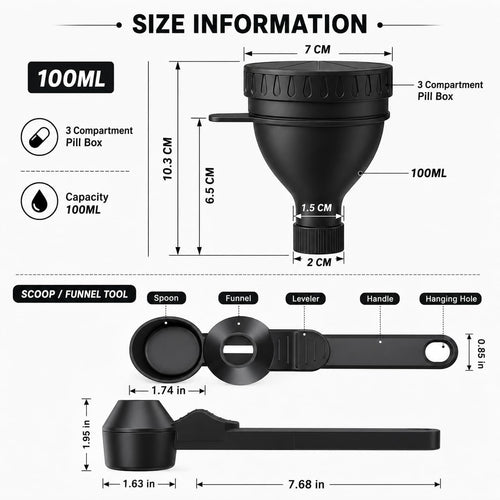 💪Gym Essential｜Portable Protein Powder Dispenser Funnel with Carabiner🥤