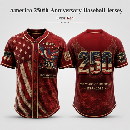 America 250th Anniversary Baseball Jersey | 1776-2026 Patriotic USA Jersey | 4th of July Gift
