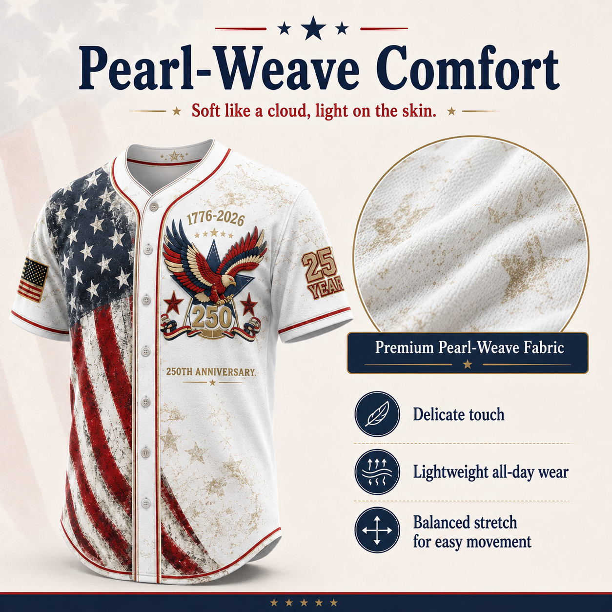 America 250th Anniversary Baseball Jersey | 1776-2026 Patriotic USA Jersey | 4th of July Gift