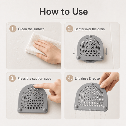Silicone Shower Drain Hair Catcher 6" Flexible Dome Cover with Suction Cups for Bathtub, Shower & Pop-Up Drains