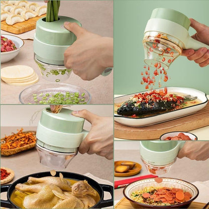 4 in 1 Portable Electric Vegetable Cutter Set✨Simple & Fast Food Chopping Operation