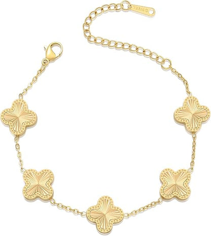 🍀14K Gold Plated Clover Bracelet for Women