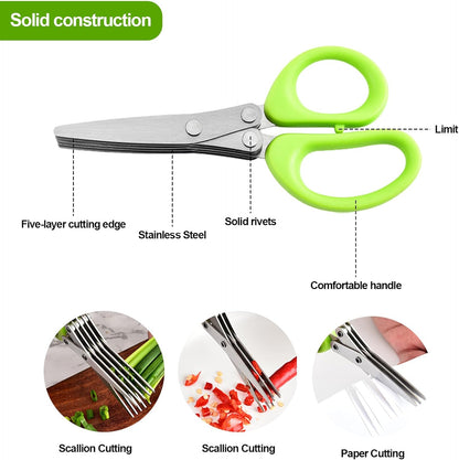 Buy 1 Get 1 Free 🎁Stainless Steel 5 Blades Scallion Cutter Scissors