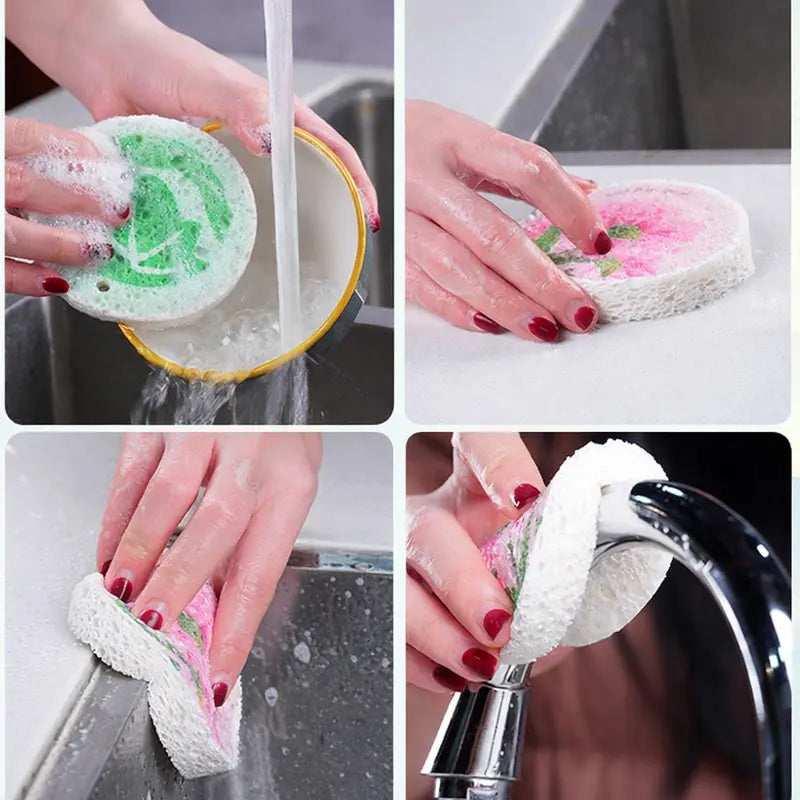 Natural Wood Pulp Floral Dish Sponge 🌱 | Eco-Friendly Kitchen Cleaning Essential 🧽