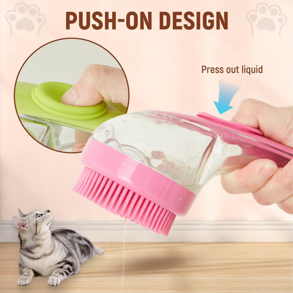 One Press For Rich Foam 🧴Pet Bath Brush with Shampoo Dispenser