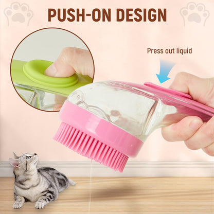 One Press For Rich Foam 🧴Pet Bath Brush with Shampoo Dispenser