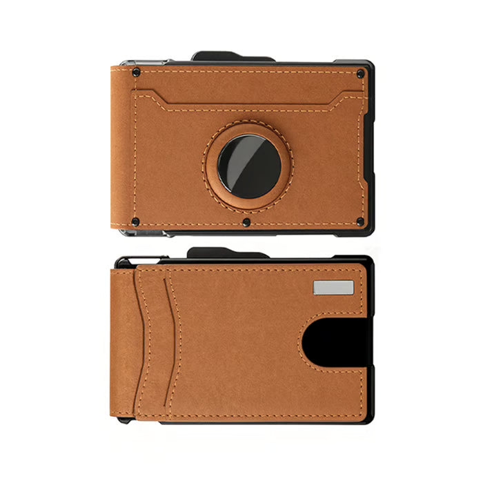 Wallet for Men - with Pop Up Aluminum Case Money Clip Slim Leather Slots Credit Card Holder RFID Blocking Bifold Minimalist Wallet