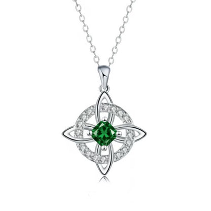 🔮 Personalized Witch’s Knot Birthstone Necklace – Sacred Protection & Luck Talisman ✨