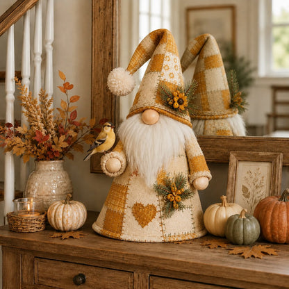 🔥 LAST DAY 49% OFF – 🐦 Patchwork Bird Gnome Light Collection | Warm Glowing Tabletop Decor with Farmhouse Patchwork Details for Mantels, Shelves & Holiday Gifts ✨（副本）