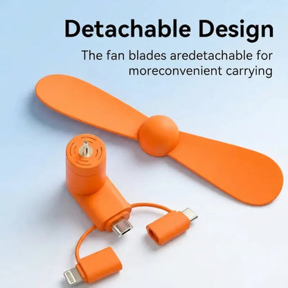 3-in-1 Mini Plug-in Phone Fan-Lightning, Type-C & Micro USB