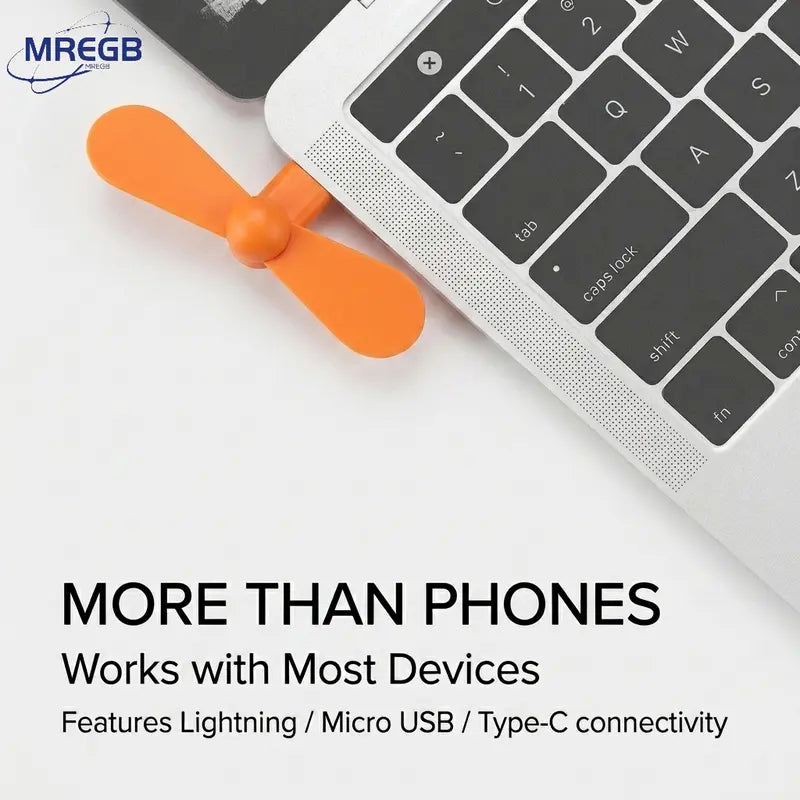 3-in-1 Mini Plug-in Phone Fan-Lightning, Type-C & Micro USB