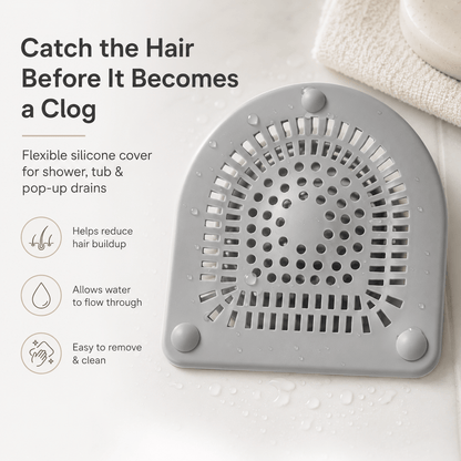 Silicone Shower Drain Hair Catcher 6" Flexible Dome Cover with Suction Cups for Bathtub, Shower & Pop-Up Drains