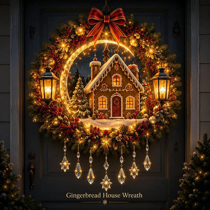 ✨ Christmas Moonlight Wreath Collection – Lighted Holiday Door Decor