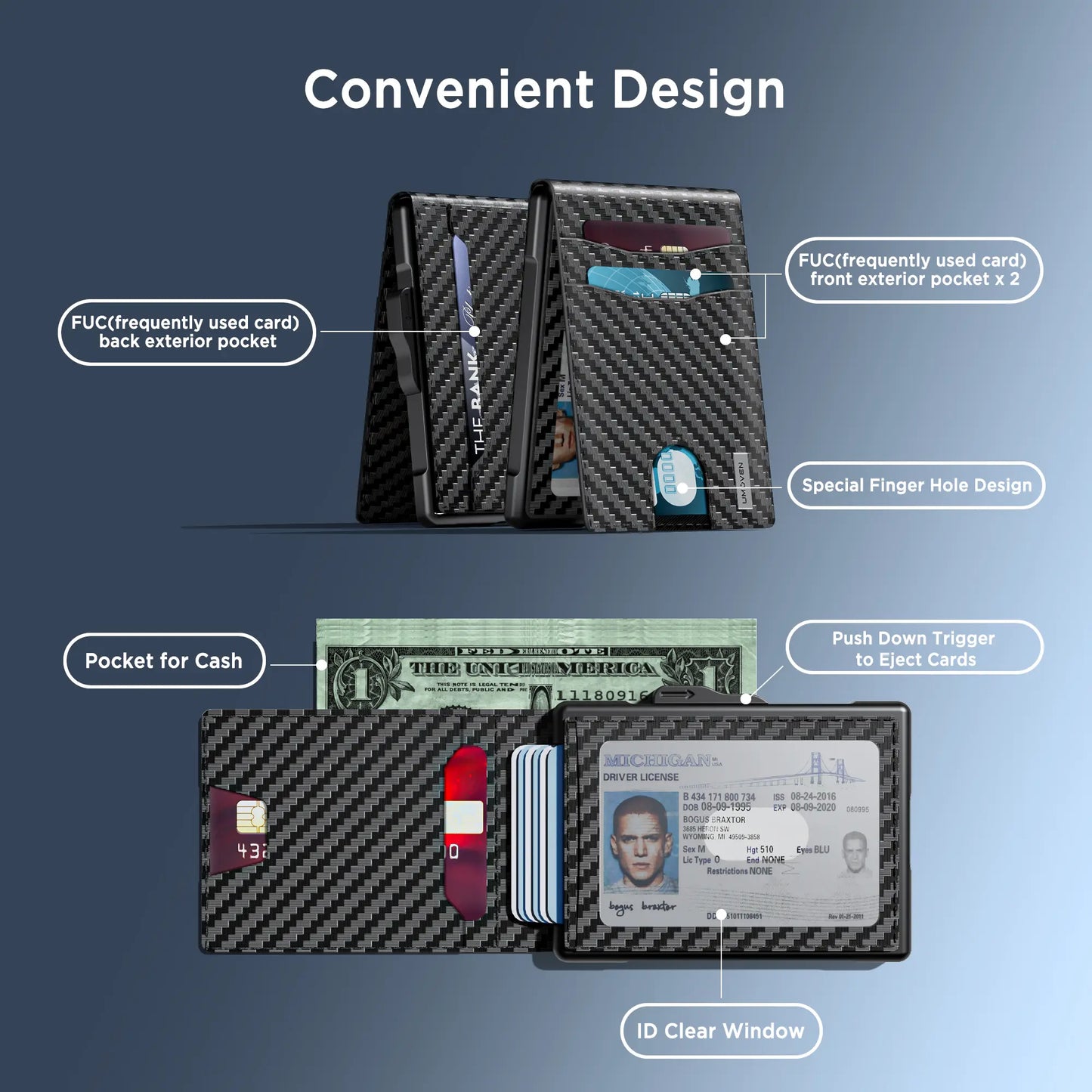 🧳Men's wallet - Pop-up card holder, cash slot and credit card slot