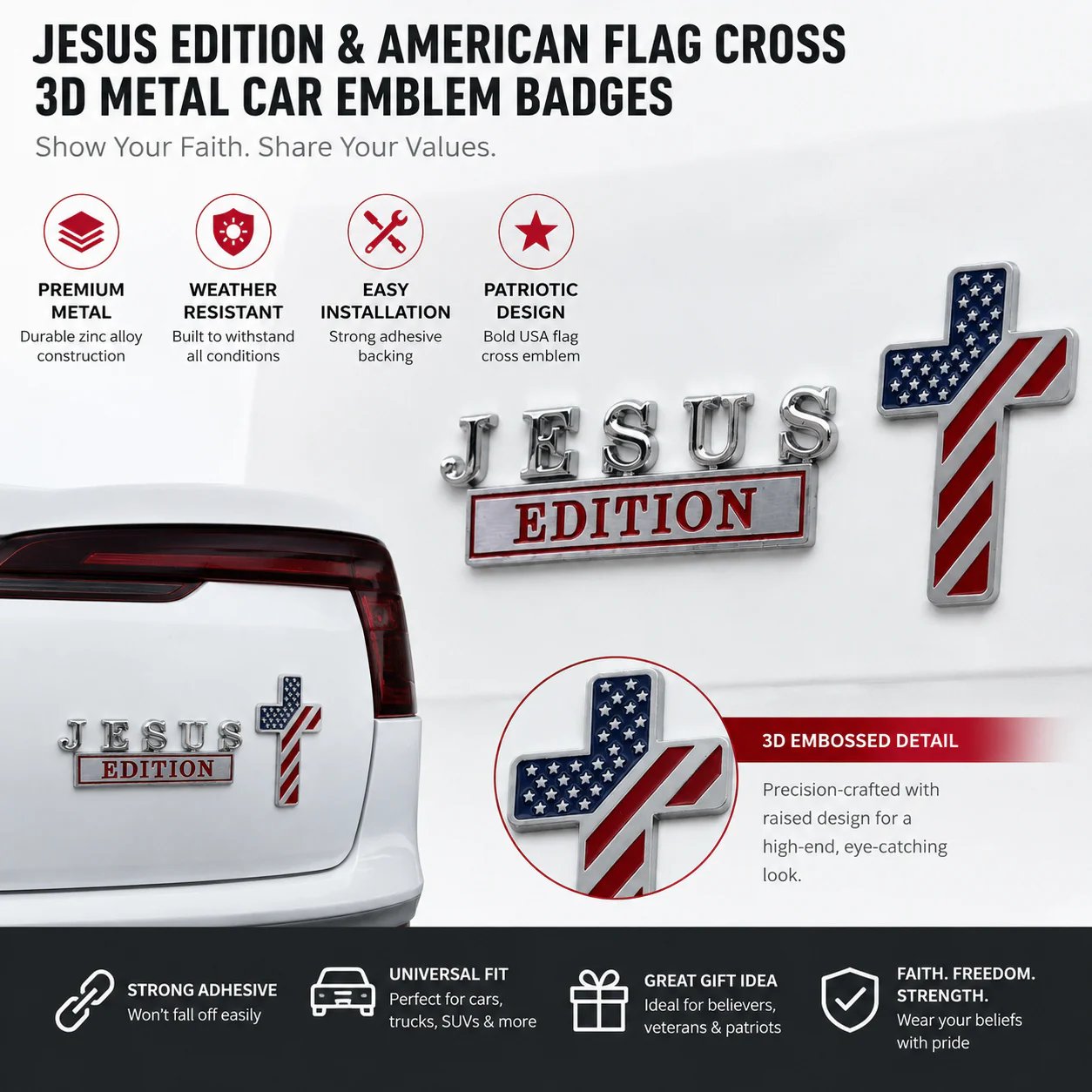 🔥LAST DAY 50% OFF - Blessed Jesus EditionTM Cross Emblem Metal Badge