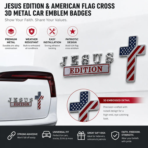 🔥LAST DAY 50% OFF - Blessed Jesus EditionTM Cross Emblem Metal Badge