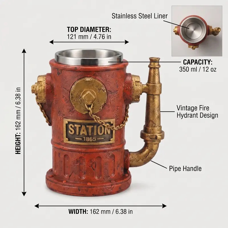 Fire hydrant mug size and capacity reference