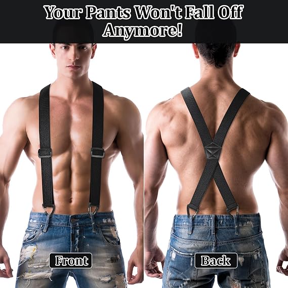 Men's X-Back Suspenders with Hook Clips