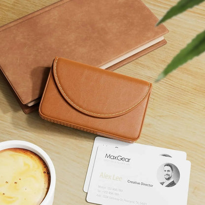 💼 PU Leather Business Card Holder – Slim Magnetic Name Card Case