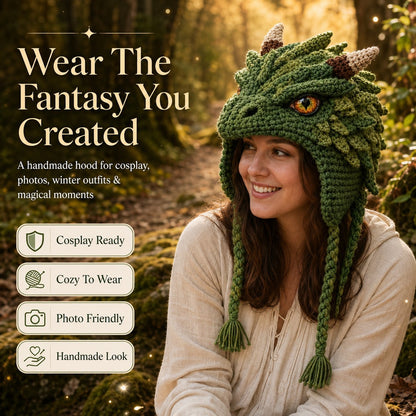 🔥HOT SALE 50% OFF – DIY Dragon Hood Hat Crochet Kit 🐉 | Handmade Fantasy Craft