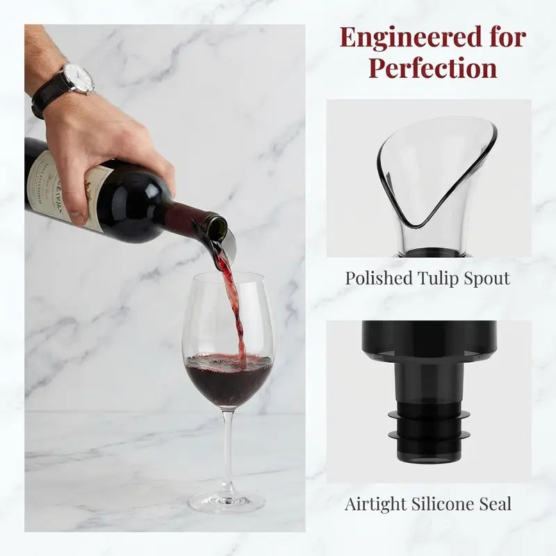2‑in‑1 Floral Wine Pourer & Stopper | Drip‑Free Pouring & Seal To Keep Wine Fresh