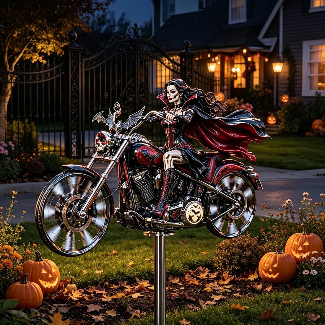 🎃 BikerSpooky™ Halloween Motorcycle Garden Windmill 🏍️
