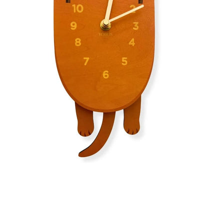 Playful Swinging Dog Wooden Wall Clock