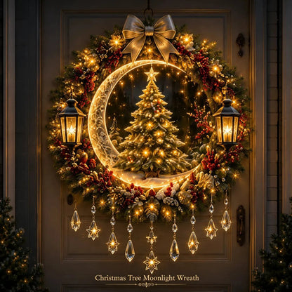 ✨ Christmas Moonlight Wreath Collection – Lighted Holiday Door Decor