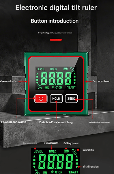 4-Side Magnetic Digital Angle Gauge with Laser