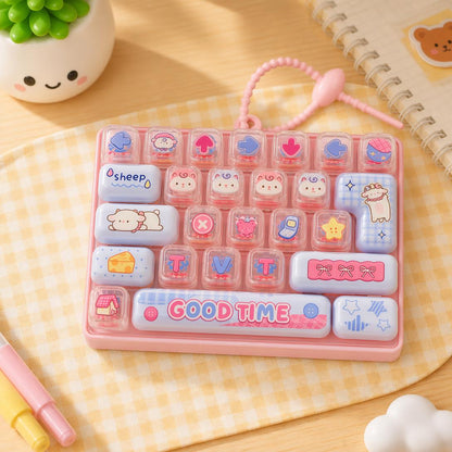 🐱26-Key Mini Mechanical Keyboard Fidget Toy Keychain