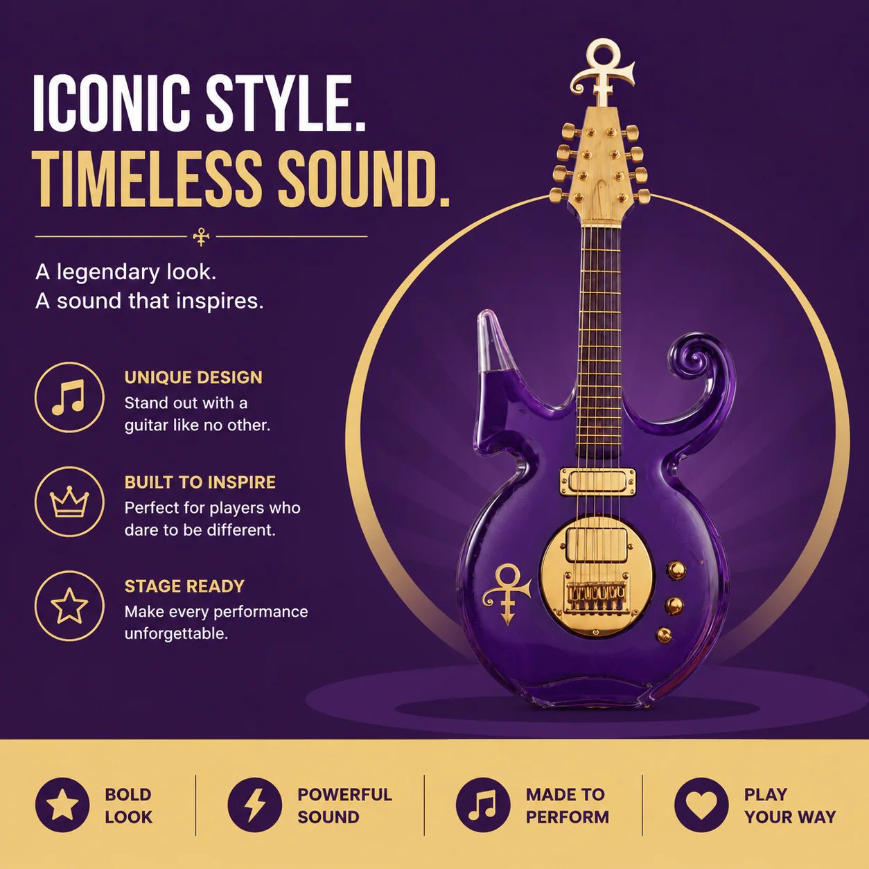🔥Last Day 49% OFF🔥 - Purple Music Legend Guitar-Shaped Commemorative Whiskey Bottle