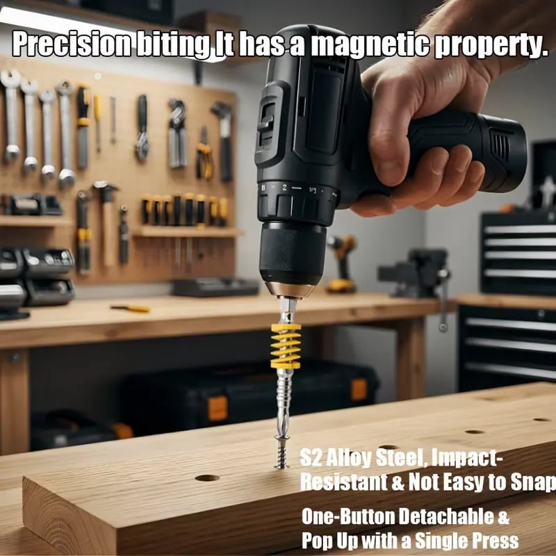 ⚡ 5-Pack Spring-Loaded Magnetic Screwdriver Bits | Quick-Release Positioning Drill Bits
