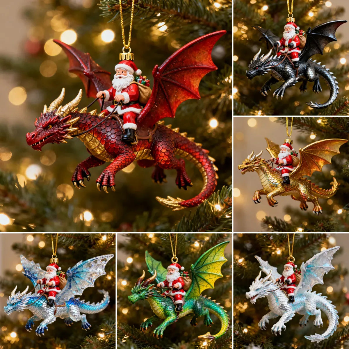 🎅Santa’s Dragon Riders Ornament Collection🎁