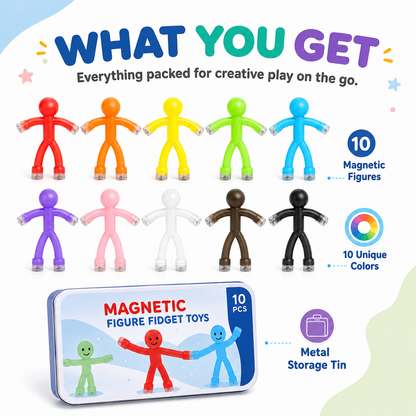 🧲 10-Pack Magnetic Bendy Figures – Creative Fidget Toy Set