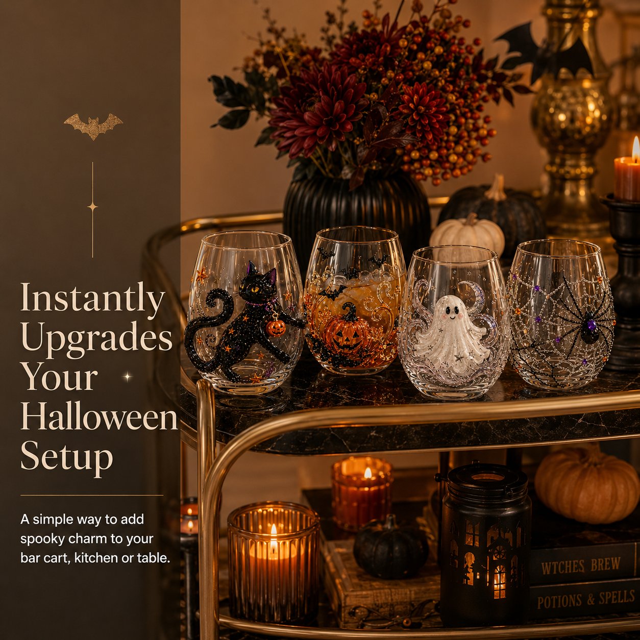 🎃 3D Halloween Artisan Glassware Collection | For Magical Halloween Sips, Eye-Catching 3D Details, Luminous Festive Party Moments & Cozy Fall Home Bar Glow ✨