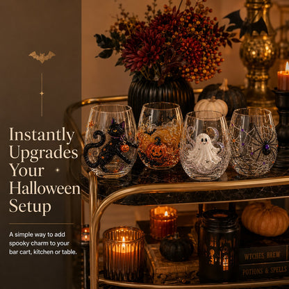 🎃 3D Halloween Artisan Glassware Collection | For Magical Halloween Sips, Eye-Catching 3D Details, Luminous Festive Party Moments & Cozy Fall Home Bar Glow ✨