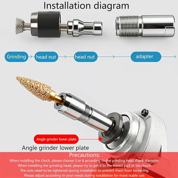 ⚙️Angle Grinder Conversion Kit 🔧 3mm/6mm Dual Collet – Universal Straight Grinder Adapter for Carving & Polishing