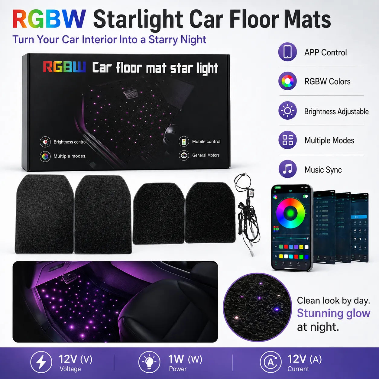 ✨ LED Starlight Car Floor Mats — Light Up Every Drive in Style! 🚗🌌