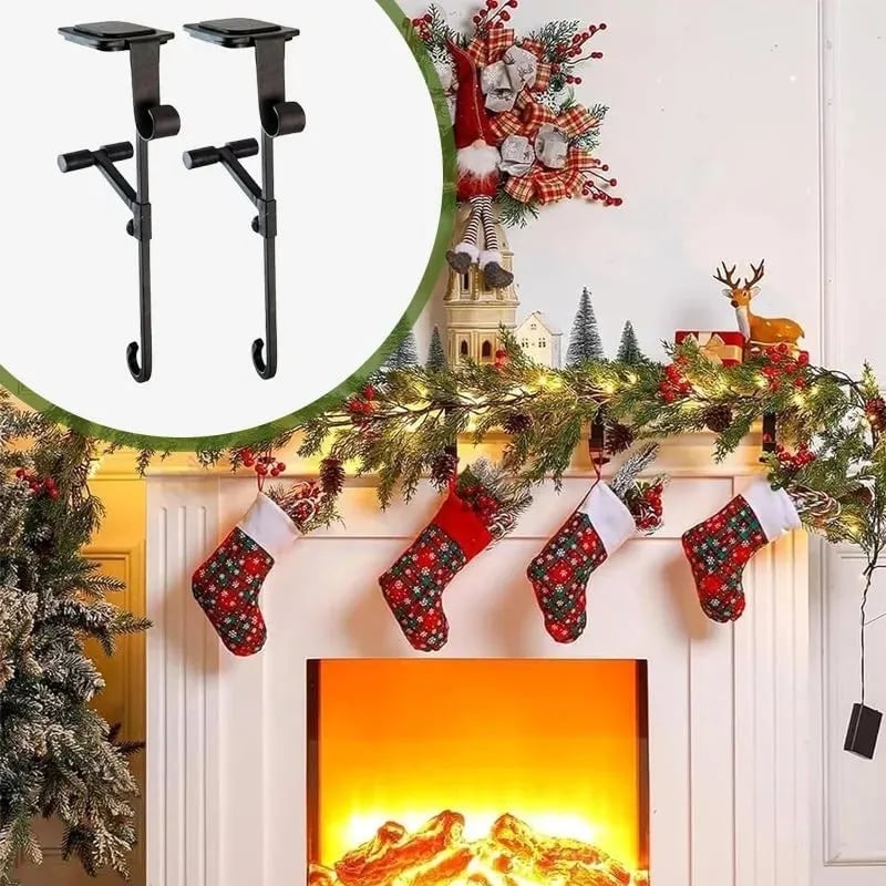 Adjustable Stocking & Garland Fireplace Mantel Hanger