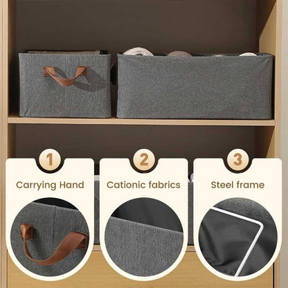 Multi-functional Folding Wardrobe, Closet Clothes Organizer Storage Box Steel Frame with Handle