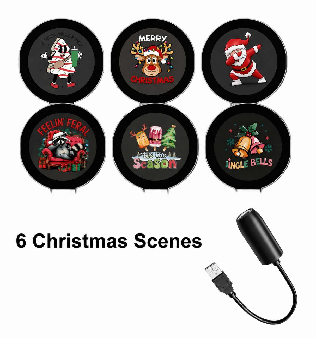 HD Holiday Scene Projector – Swappable Discs, USB Plug & Play | Christmas, Halloween & Galaxy